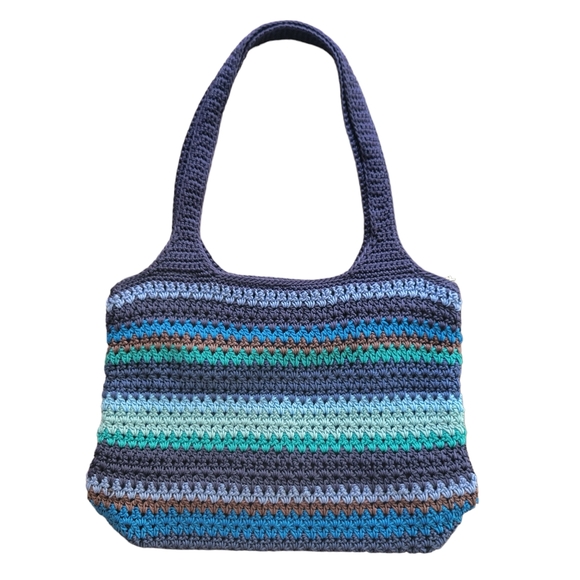 The Sak Handbags - The Sak Blue Neptune Stripe Large Shoulder Bag Tote, Pre-owned